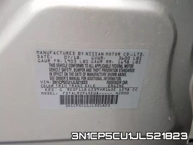 3N1CP5CU1JL521823 фото 2