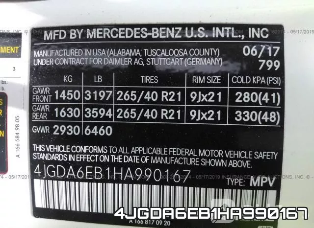 4JGDA6EB1HA990167 фото 10