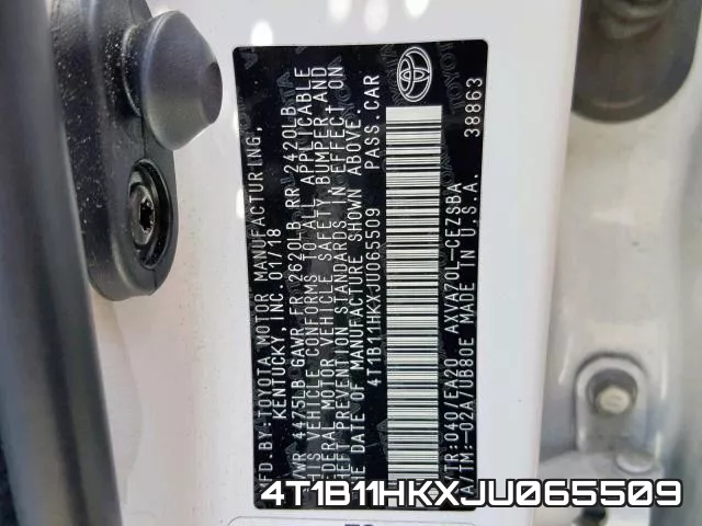 4T1B11HKXJU065509 фото 2