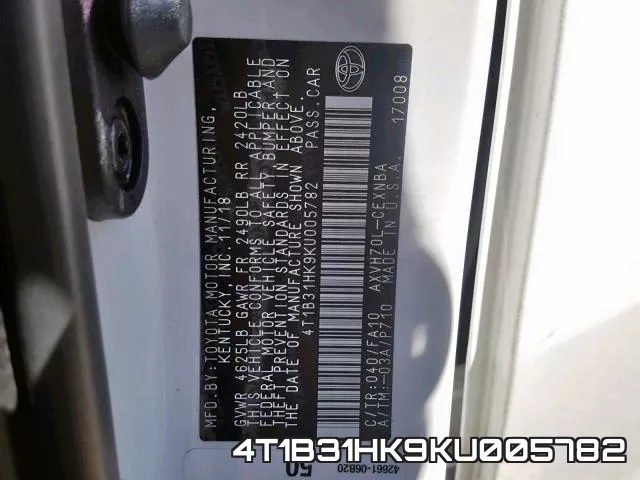 4T1B31HK9KU005782 фото 2