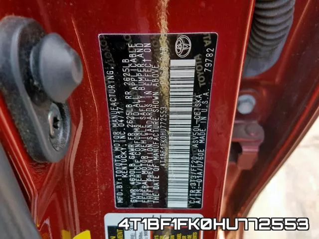 4T1BF1FK0HU772553 фото 2