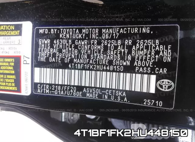 4T1BF1FK2HU448150 фото 10