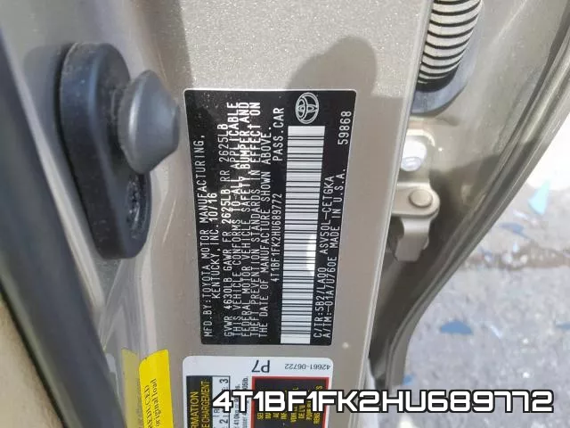 4T1BF1FK2HU689772 фото 2