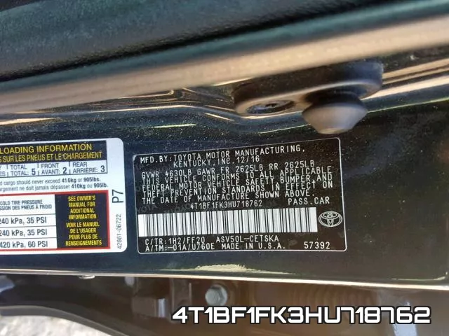 4T1BF1FK3HU718762 фото 2