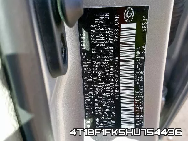 4T1BF1FK5HU754436 фото 2