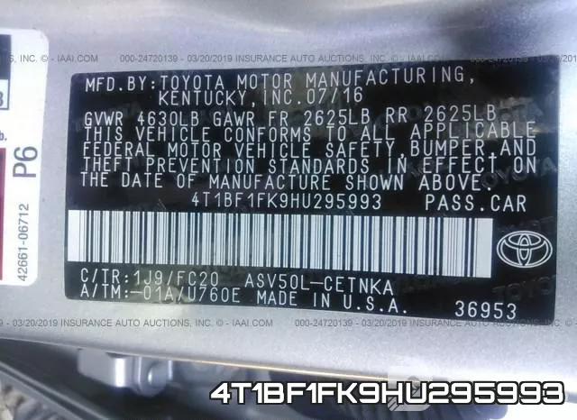 4T1BF1FK9HU295993 фото 10
