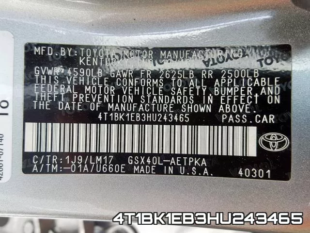 4T1BK1EB3HU243465 фото 2