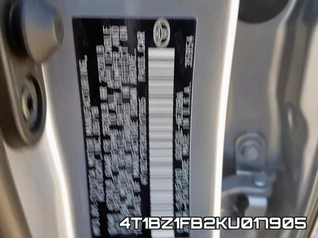 4T1BZ1FB2KU017905 фото 2