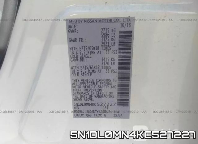 5N1DL0MN4KC527227 фото 10