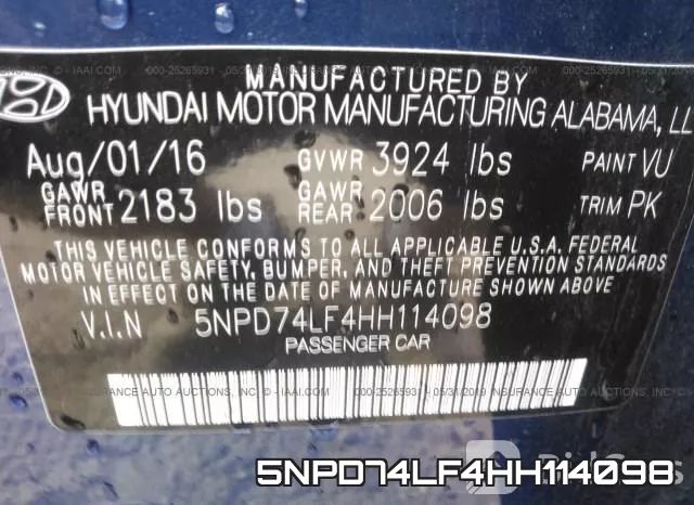 5NPD74LF4HH114098 фото 10