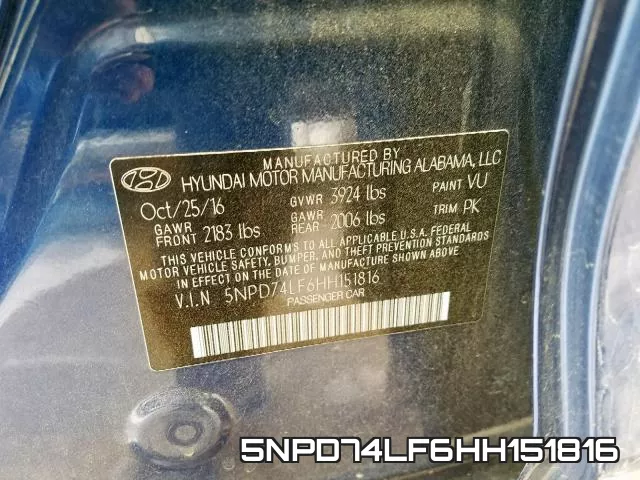 5NPD74LF6HH151816 фото 2