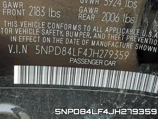 5NPD84LF4JH279359 фото 2
