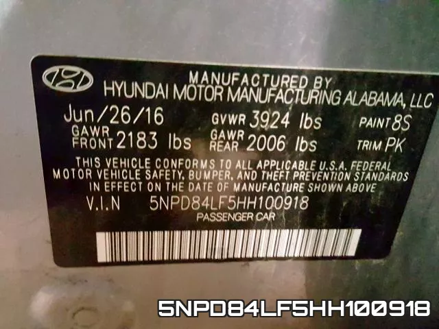 5NPD84LF5HH100918 фото 2