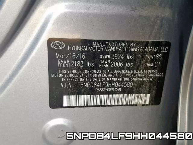 5NPD84LF9HH044580 фото 2