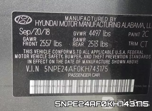 5NPE24AF0KH743175 фото 10