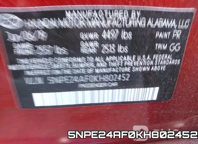5NPE24AF0KH802452 фото 10