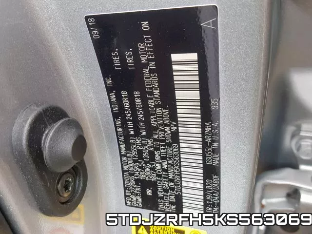 5TDJZRFH5KS563069 фото 2