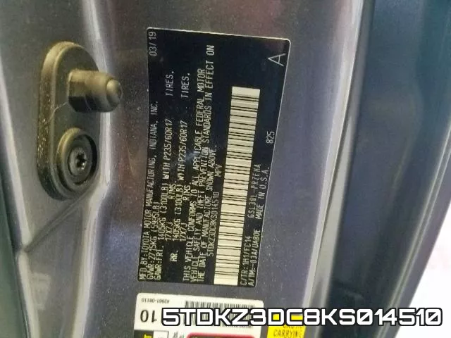 5TDKZ3DC8KS014510 фото 2