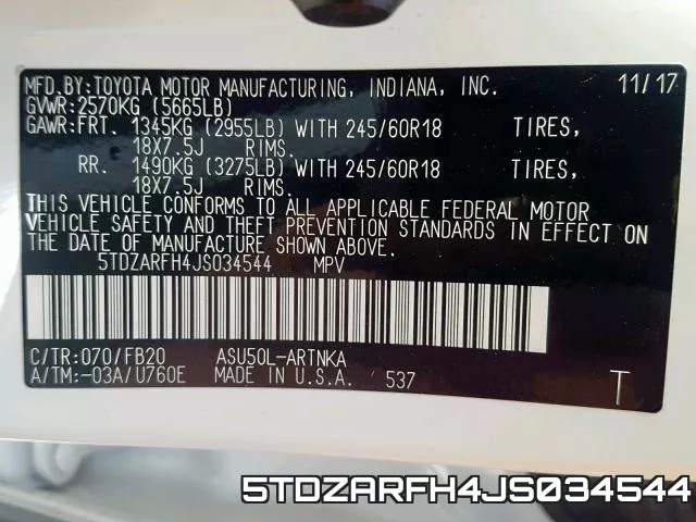 5TDZARFH4JS034544 фото 2