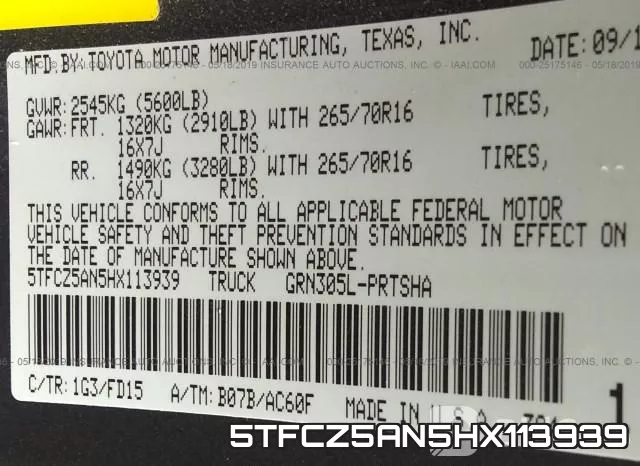 5TFCZ5AN5HX113939 фото 10