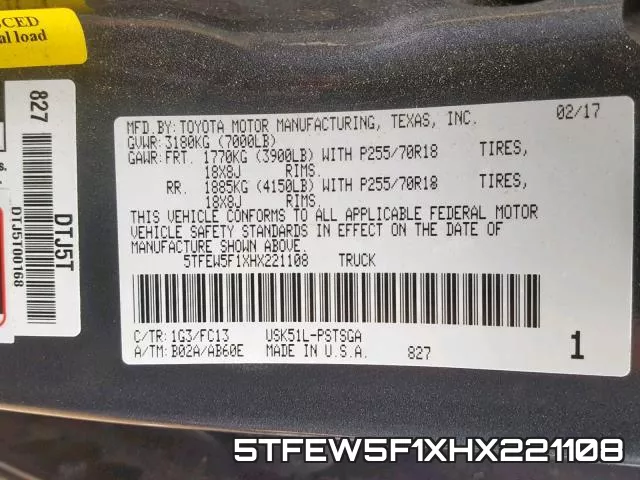 5TFEW5F1XHX221108 фото 2