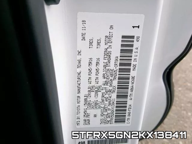 5TFRX5GN2KX138411 фото 2
