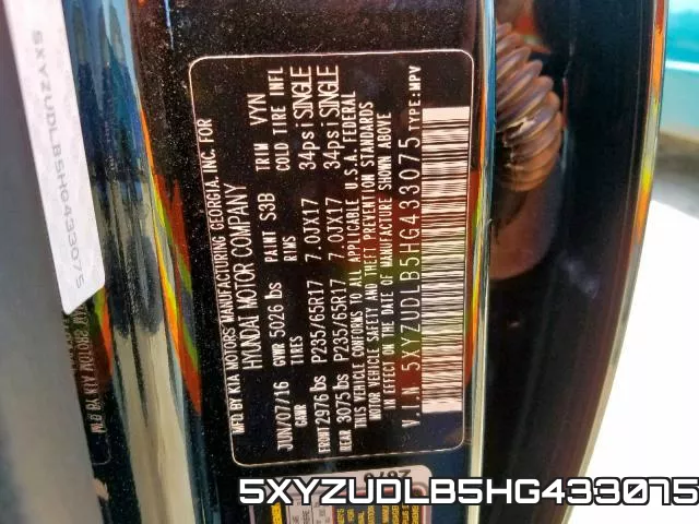 5XYZUDLB5HG433075 фото 2