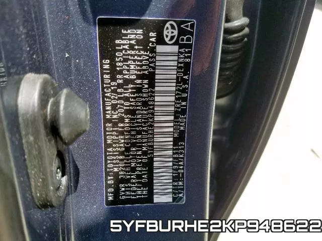 5YFBURHE2KP948622 фото 2