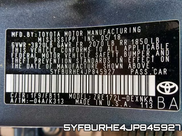 5YFBURHE4JP845927 фото 2