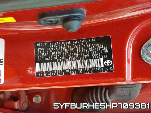 5YFBURHE5HP709381 фото 2