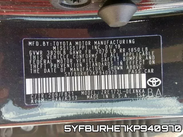 5YFBURHE7KP940970 фото 2