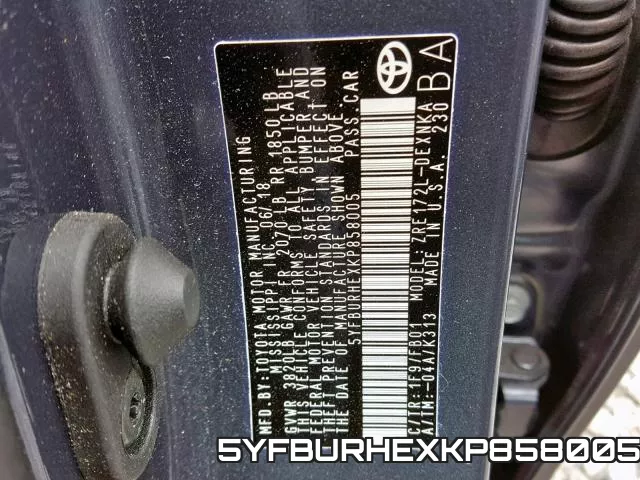 5YFBURHEXKP858005 фото 2