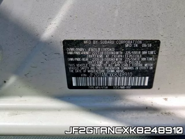 JF2GTANCXK8248910 фото 2
