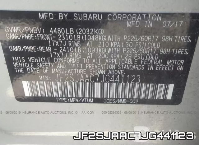 JF2SJAAC7JG441123 фото 10