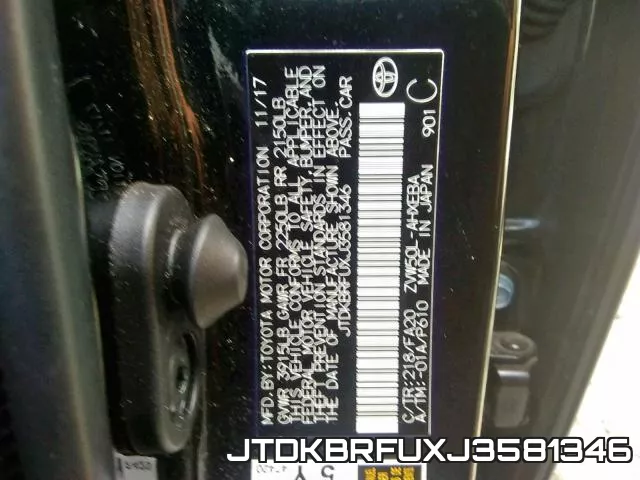 JTDKBRFUXJ3581346 фото 2