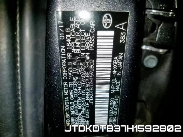 JTDKDTB37H1592802 фото 2