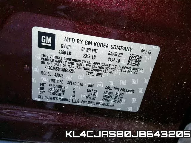 KL4CJASB0JB643205 фото 2