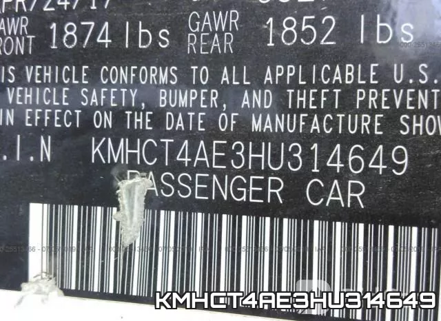 KMHCT4AE3HU314649 фото 10