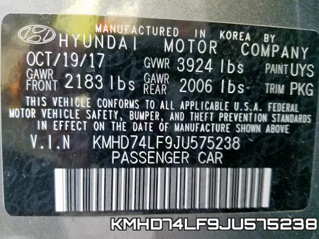 KMHD74LF9JU575238 фото 2