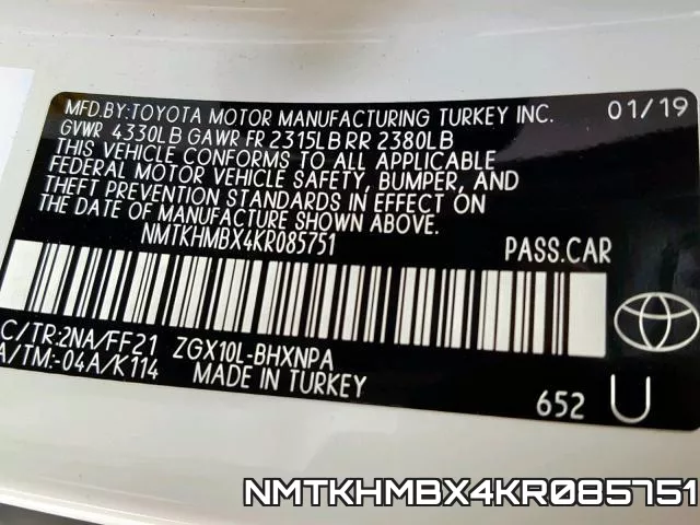 NMTKHMBX4KR085751 фото 2