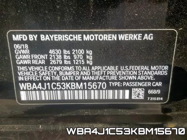 WBA4J1C53KBM15670 фото 2