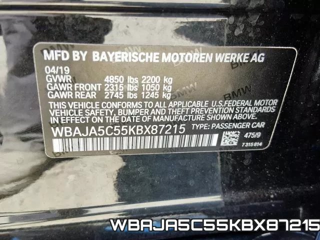 WBAJA5C55KBX87215 фото 2