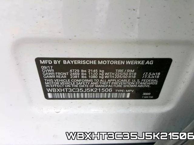 WBXHT3C35J5K21506 фото 2