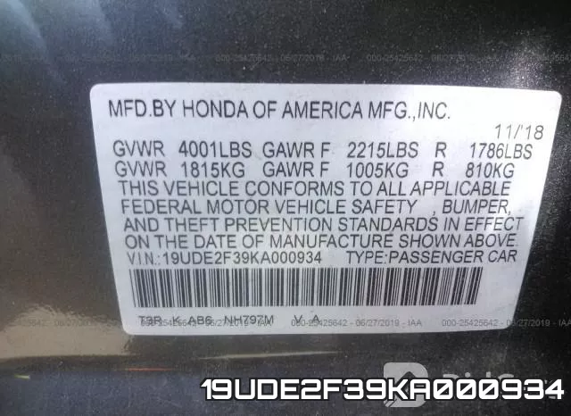19UDE2F39KA000934 фото 10