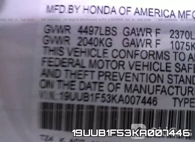 19UUB1F53KA007446 фото 10