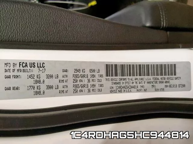 1C4RDHAG5HC944814 фото 2