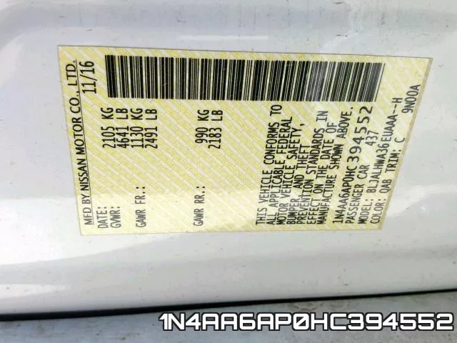 1N4AA6AP0HC394552 фото 2