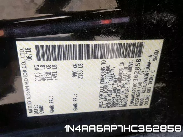 1N4AA6AP7HC362858 фото 2