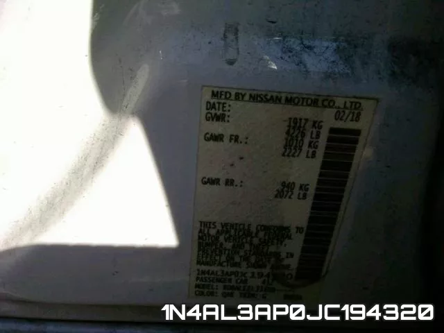 1N4AL3AP0JC194320 фото 2