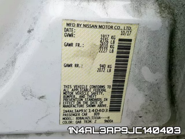 1N4AL3AP9JC140403 фото 2